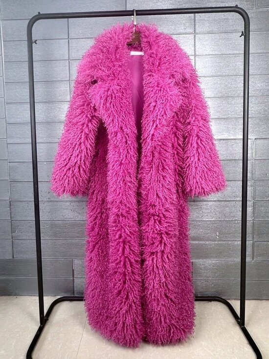 MODA ME COUTURE Jackets & Blazers - Hot Pink Women's Faux Fur Coat